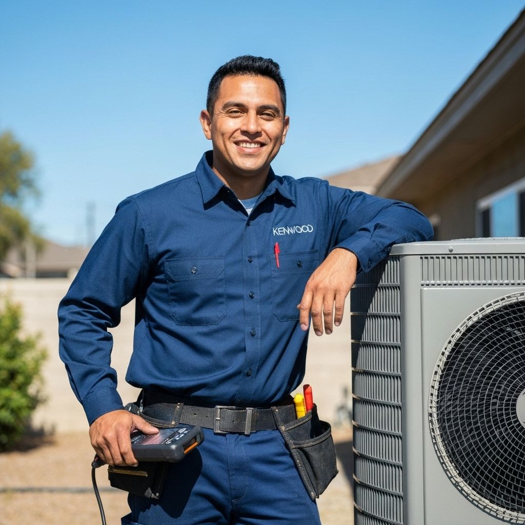 Professional HVAC technician working on air conditioning unit